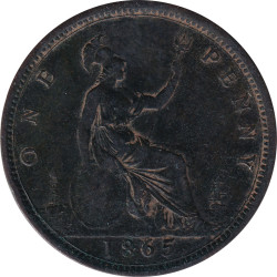 United Kingdom - 1 penny - Victoria - Buste mature - 1865 - No474