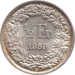 Swiss Confederation - 1/2 franc - Helvetia debout - 1959 B - No861
