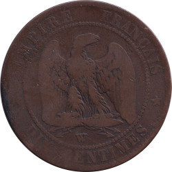 France - 10 centimes - Napoléon III - Bare head - 1855 W - No1489