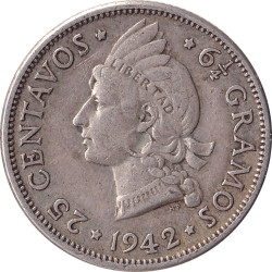 Dominican Republic - 25 centavos - Princesse - 1942 - No1646