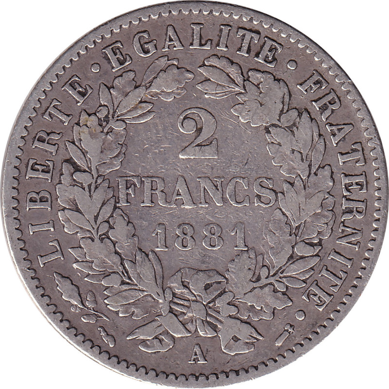 France - 2 francs - Cérès - Avec légende - 1887 A - No 100