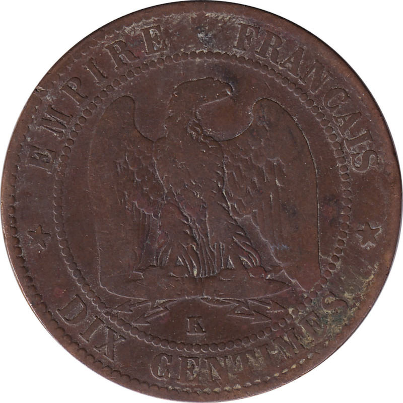 France - 10 centimes - Napoléon III - Bare head - 1855 A - No144